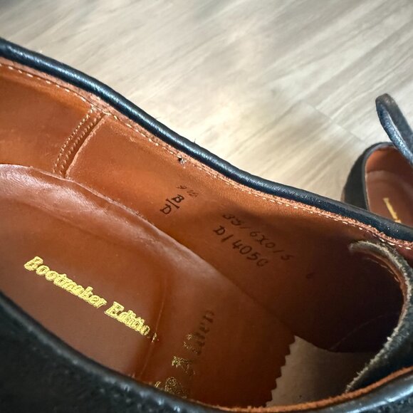 Alden Bootmaker Edition Black Suede Plain Toe Blucher Shoes Men’s 9.5 B/D - Picture 3 of 6